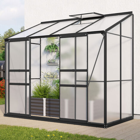 Vitavia Anlehn-Gewächshaus "Styx 3300", schwarz, 3,3 m², 4 mm HKP