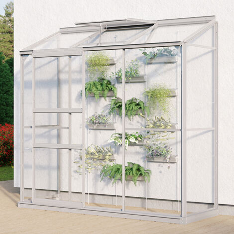 Vitavia Anlehn-Gewächshaus "Styx 1300", aluminium eloxiert, 1,3 m², 3 mm ESG