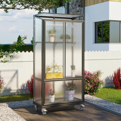 Vitavia Balkon- und Anlehn-Gewächshaus "Stad", schwarz, 4 mm HKP mit Rollfundament