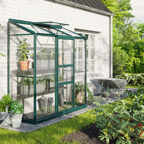 Vitavia Anlehn-Gewächshaus "Ida 1300", smaragd grün, 1,3 m², 3 mm ESG