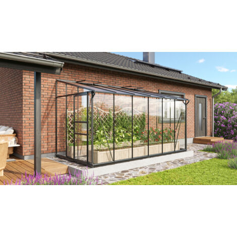 Vitavia Anlehn-Gewächshaus "Ida 7800", schwarz, 7,8 m², 3 mm ESG/6 mm HKP