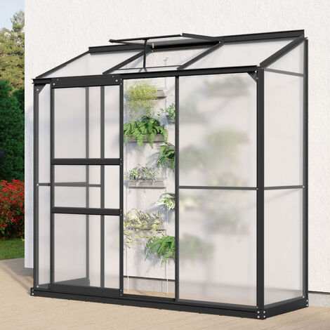Vitavia Anlehn-Gewächshaus "Styx 1300", schwarz, 1,3 m², 4 mm HKP