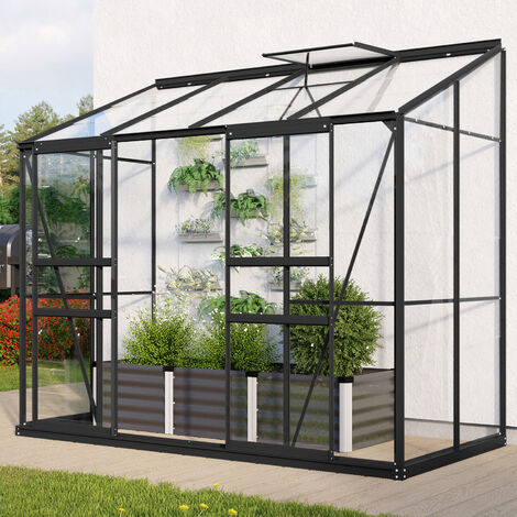Vitavia Anlehn-Gewächshaus "Styx 3300", schwarz, 3,3 m², 3 mm ESG