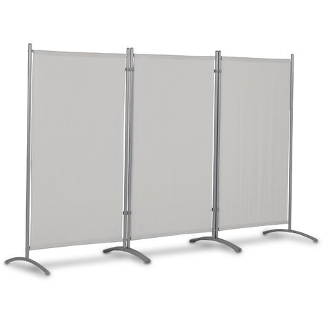 Leco Sonnenschutz/ Windschutz Stellwand 3-teilig mit Stahlrohrgestell, lichtgrau