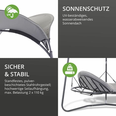 Leco LuxusSchaukelbett "Mareike" mit Sonnendach, Polsterauflagen und
