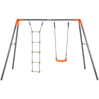 Kettler Doppelschaukel "Combi" mit Strickleiter, grau / orange