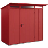 Hörmann Metall-Gerätehaus Berry Modern mit Pultdach Typ 1, 248 x 153 cm, purpurrot, 3,8 m², 1-flüglige Tür