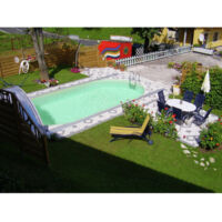 Steinbach Stahlwand Swimming Pool Set "Styria oval", sandfarbene Poolfolie, 800 x 400 x 150 cm