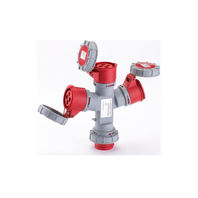 Adattatorre Industriale Multiplo 1 Spina + 3 Prese Maurer 380V 3P+T 16A Ce