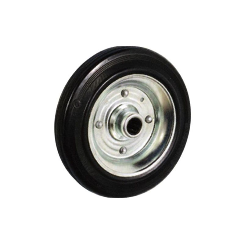 Ruota In Gomma 160x40 Mm Con Asse 20 Mm: Portata 180 Kg, Mozzo In Poliammide, Nucleo Zincato