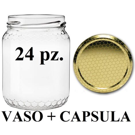 24 pz. Vaso in Vetro completo di Capsula Alveare 390 TO/70 per 500 gr in termopacco/scatola