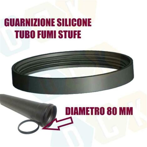 3 PEZZI Guarnizioni Silicone 80 mm NERO Tubo Fumi PELLET Resistente fino a 260o 80 mm