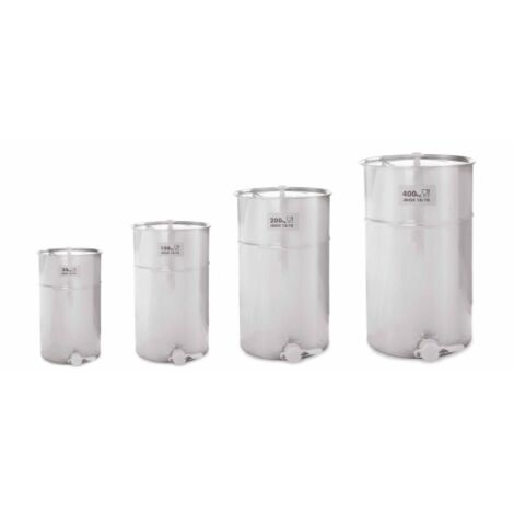 Maturatore in acciaio inox con coperchio e rubinetto da kg.100