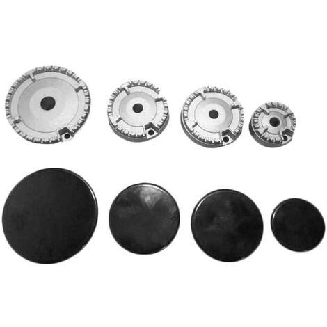 Kit Bruciatori Spartifiamma Originali Whirlpool Ariston C00082831 – 4 Pezzi Con Coperture Nere Lucide, Per Piani Cottura