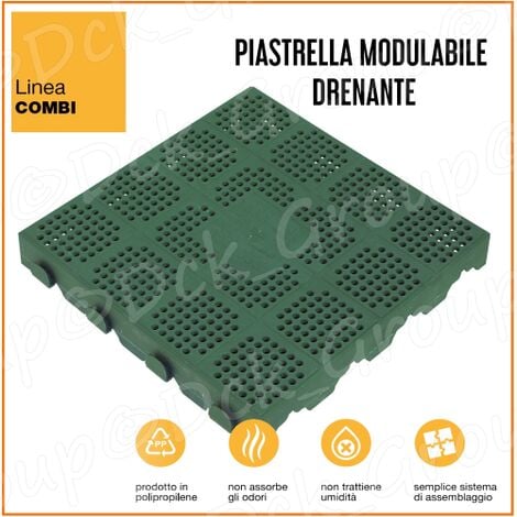 Piastrella Mattonella Giardino Esterno PP Verde 40x40 cm Carrabile Drenante Pavimento Combi