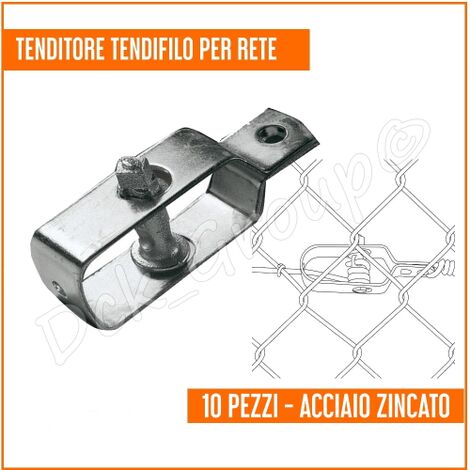 10 PEZZI Tendifilo Tenditore Tirante Acciaio ZINCATO per Rete Recinzione Tendi Filo Morsetto