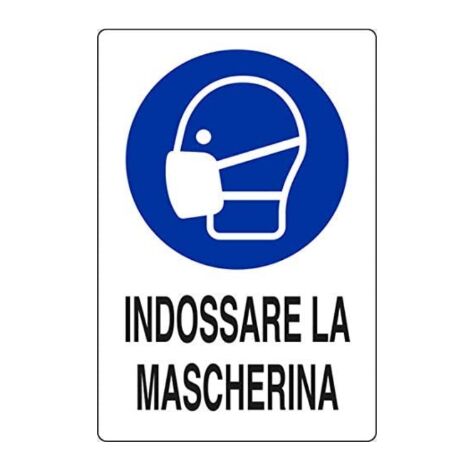 CARTELLO Segnaletica OBBLIGO MASCHERINA Regole SICUREZZA PVC 20X30 cm UFFICI NEGOZI