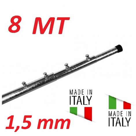 Palo Telescopico Pesante Antenna 8 Metri 4 X 2 Metri Da 1,5 Mm Zincato A Fuoco Made In Italy (8 Mt) 8 METRI