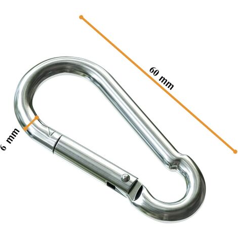MOSCHETTONE Gancio mm 6x60 ACCIAIO ZINCATO Sicurezza Arrampicata Corda A SCATTO (1/3)