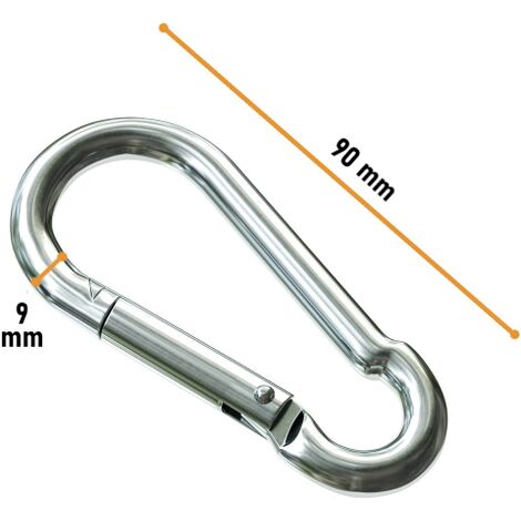 MOSCHETTONE Gancio mm 9x90 ACCIAIO ZINCATO Sicurezza Arrampicata Corda A SCATTO