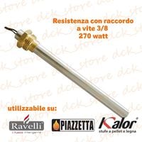 Resistenza Candeletta Accensione Stufa Pellet 150 Mm 300W A Vite 3/8 Gas