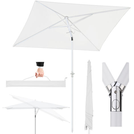 Sekey Sonnenschirm Rechteckig Balkonschirm Terasseschirm mit Schutzhülle, LxB: 180,00x125,00 cm, Sonnenschutz UPF50+, Kippbar, Höhenverstellbar, Creme