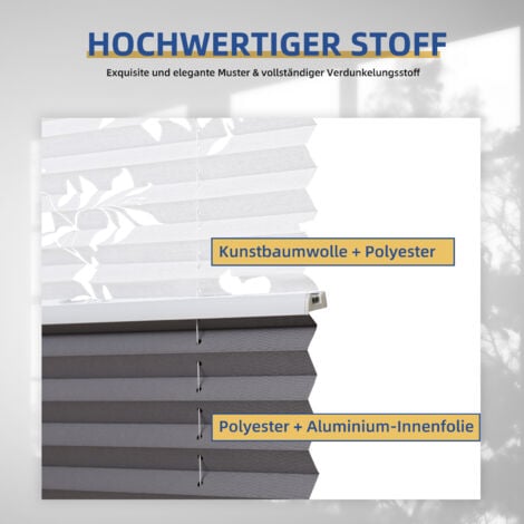 Sekey Plissee Klemmfix ohne Bohren 35x100cm Weiß mit Muster und Dunkelgrau Doppelplissee Day + Night Verdunkelung Sonnenschutzrollo Lichtschutz Faltrollo 100% Verdunkelnd Jalousie Plisseerollo für Fen