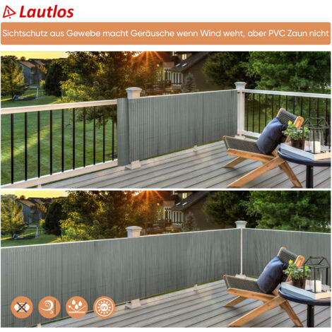 PVC Sichtschutzmatte – 90 X 400 Cm, Anthrazit | Inkl. Kabelbinder | Witterungsbeständig Für Garten, Balkon, Terrasse | Einfach Zu Kürzen