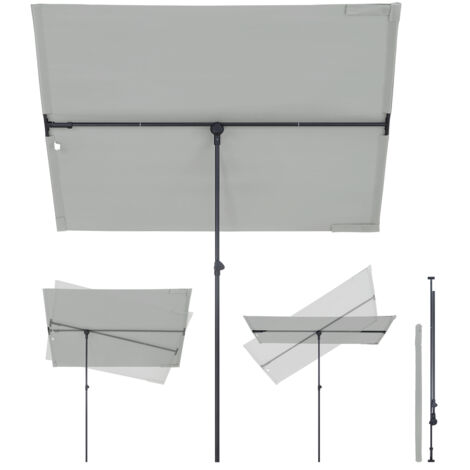 Sekey Sonnenschirm Rechteckig 130x180 cm Sonnenschirm Terrasse Balkonschirm Individuell Verstellbar - Sonnenschutz UV50+, Hellgrau