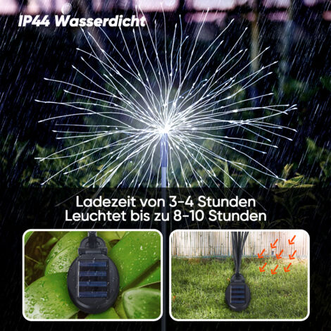 Solar-Gartenleuchten 2er Set - 150 LED Pusteblumen-Lichter Mit 8 Modi