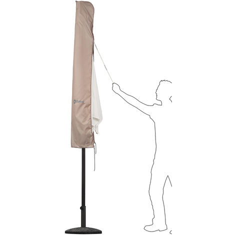 Sekey Schutzhülle Sonnenschirmhülle Taupe Sonnenschirm Abdeckung, XL bis 300cm Sonnenschirm