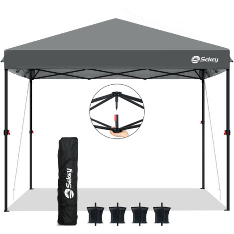 Sekey Faltpavillon 3x3m Pop Up Pavillon Partyzelt mit 4 Sandsäcken, Wasserdicht - UV-Schutz 51+, für Festival, Events, Picknicks, Grau (1/5)