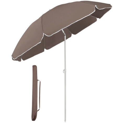Sekey 160 cm Sonnenschirm Strandschirm mit Schutzhülle für Balkon Garten & Terrasse Neigungswinkel und Höhe verstellbar, Rund Sonnenschutz UV20+, Braun