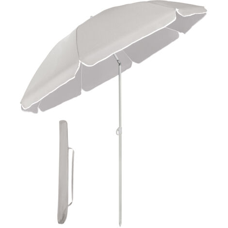 Sekey 160 cm Sonnenschirm Strandschirm mit Schutzhülle für Balkon Garten & Terrasse Neigungswinkel und Höhe verstellbar, Rund Sonnenschutz UV20+, Graubeige
