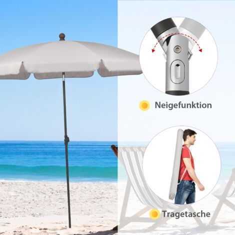Sekey 160 cm Sonnenschirm Strand mit Schutzhülle für Balkon Garten & Terrasse