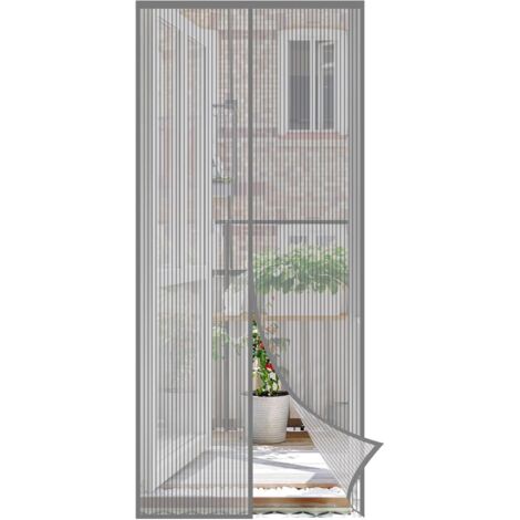 Sekey Kratzfest Magnet Fliegengitter Tür ohne Bohren - Balkon Magnetvorhang Katzensicher Türvorhang Grau, 90 x 210 cm