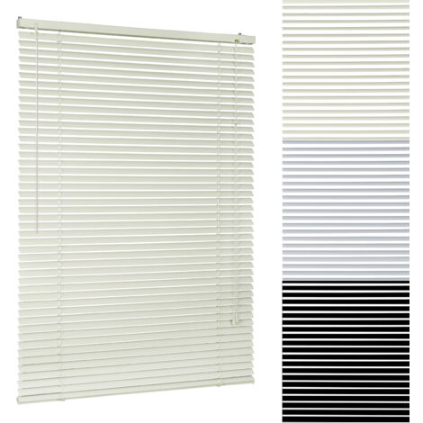 Sekey Alu Jalousie ohne Bohren Klemmfix Jalousette freihängend - 25mm Alu-Lamellen, Creme, 105 x 160 cm