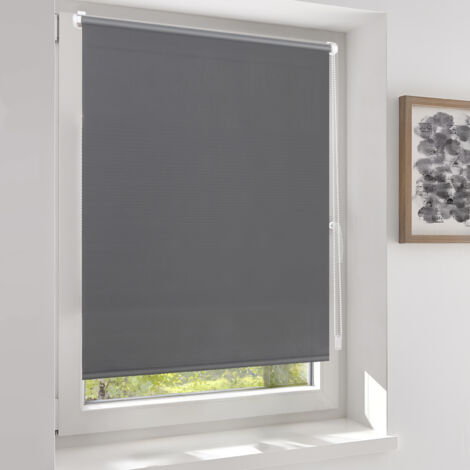 Sekey Verdunklungsrollo ohne Bohren Klemmfix Doppelseitig gleichfarbig Freihängendes Seitenzugrollo effektiver Sonnenschutz und Sichtschutz Rollo Verdunkelung, Dunkelgrau, 85 x 210 cm
