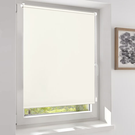 Sekey Verdunklungsrollo ohne Bohren Klemmfix Doppelseitig gleichfarbig Freihängendes Seitenzugrollo effektiver Sonnenschutz und Sichtschutz Rollo Verdunkelung, Creme 50 x 150 cm