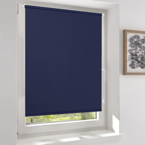 Sekey Verdunklungsrollo ohne Bohren Klemmfix Doppelseitig gleichfarbig Freihängendes Seitenzugrollo effektiver Sonnenschutz und Sichtschutz Rollo Verdunkelung, Dunkelblau 130 x 210 cm