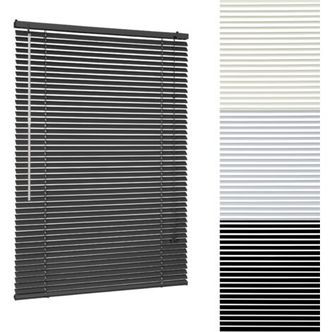 Sekey Alu Jalousie ohne Bohren Klemmfix Jalousette freihängend - 25mm Alu-Lamellen, Schwarz, 70 x 160 cm