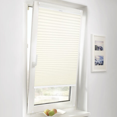Sekey Plissee Klemmfix ohne Bohren Faltrollo Fenster Tür Verspannt Plisseerollo Rollo, Beige, 50x120cm