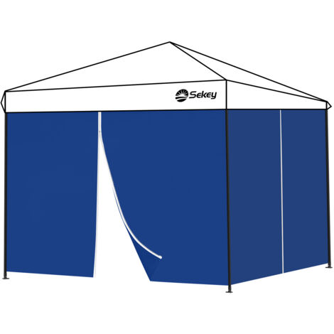 Sekey 2 Seitenteile Seitenwände für Pavillon 3×3m Wasserdicht für Festzelt, Partyzelt, 1Fenster, Navy