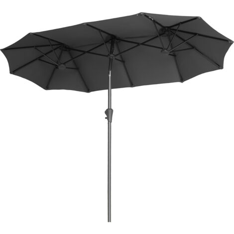 Sekey Balkonschirm 300 x 160 cm Doppelsonnenschirm Marktschirm mit Kurbel, Neigbar, Grau