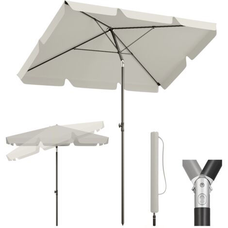 Sekey Sonnenschirm 200 x 125 cm Balkonschirm Rechteckig Sonnenschirm mit Schutzhüllem, Graubeige