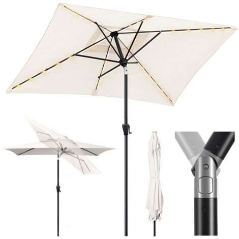 Sekey Sonnenschirm 210 x 140 cm Aluminum Sonnenschirm mit LED-Solar-Beleuchtung, Creme (1/4)