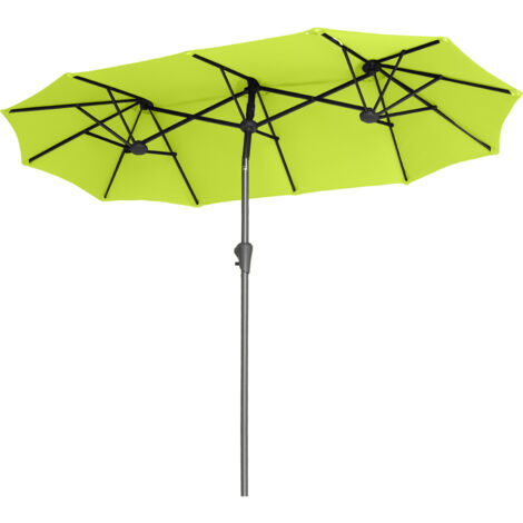 Sekey Balkonschirm 300 x 160 cm Doppelsonnenschirm Marktschirm mit Kurbel, Neigbar, Apfelgrün