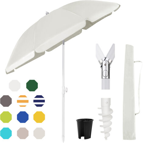 Sekey Sonnenschirm Ø180 cm Sonnenschirm UV50+ Balkonschirm mit Tragetasche und Bodenhülse, Creme (1/5)
