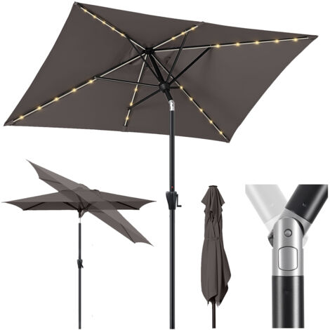 Sekey Sonnenschirm 210 x 140 cm Aluminum Sonnenschirm mit LED-Solar-Beleuchtung, Taupe (1/3)