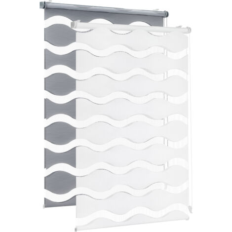 Sekey Doppelrollo Doppelrollo Wellen Duo-Rollo Klemmfix ohne Bohren Doppelrollo Welle Klemmträger, Montage mit oder ohne Bohren möglich für Fenster & Tür Weiß 50x130cm